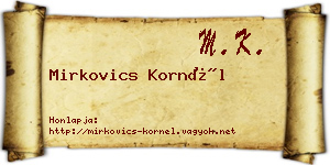 Mirkovics Kornél névjegykártya